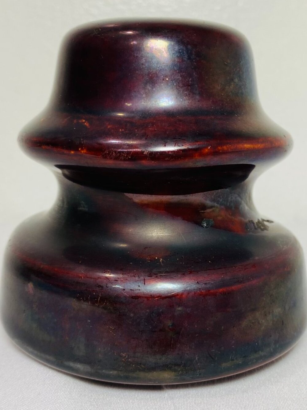 VNTG Insulator Brown Glazed Porcelain 3.5" Stepped Petticoat Profile VGUC